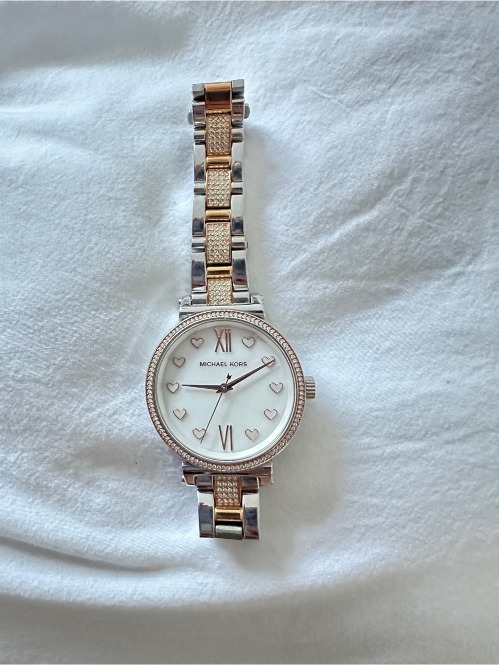 Michael Kors Two-Tone Rose Gold and Silver Heart Dial Women's Watch